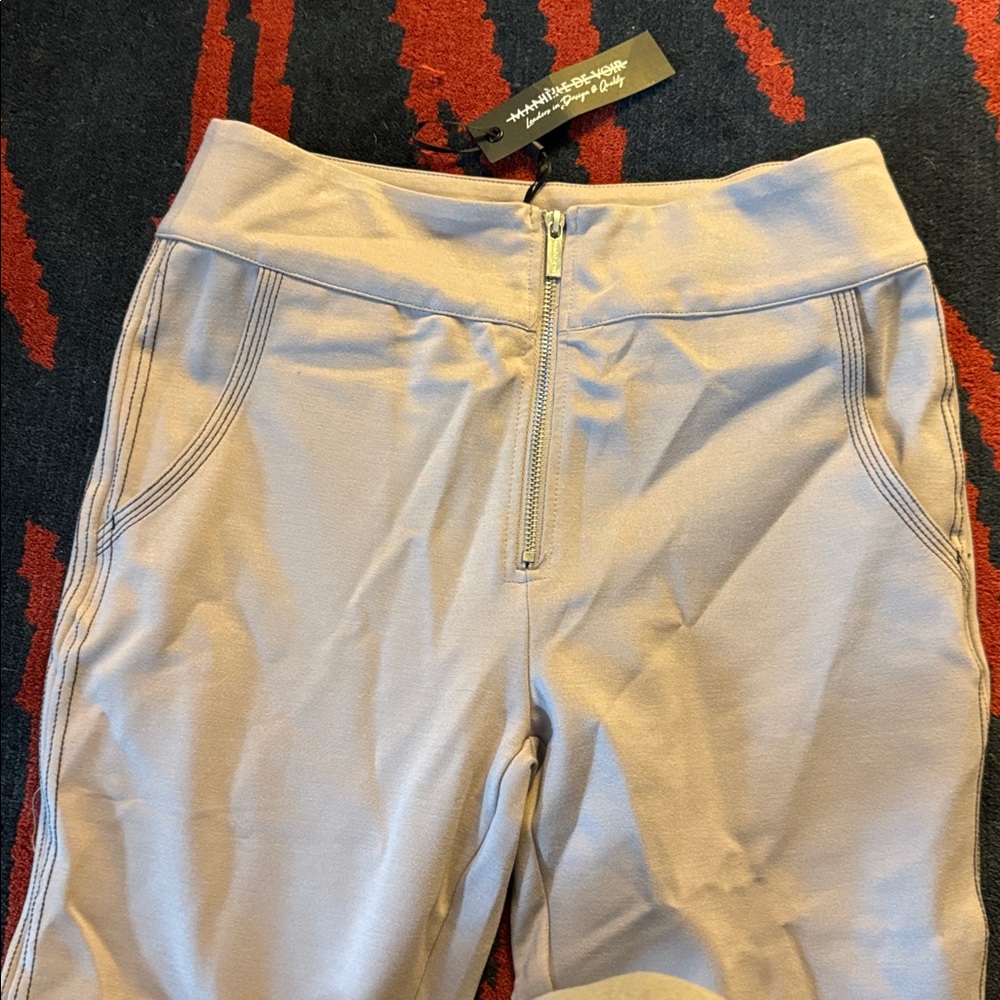 Maniere De Voir Cream Zippered stretch pants - Picture 2 of 7